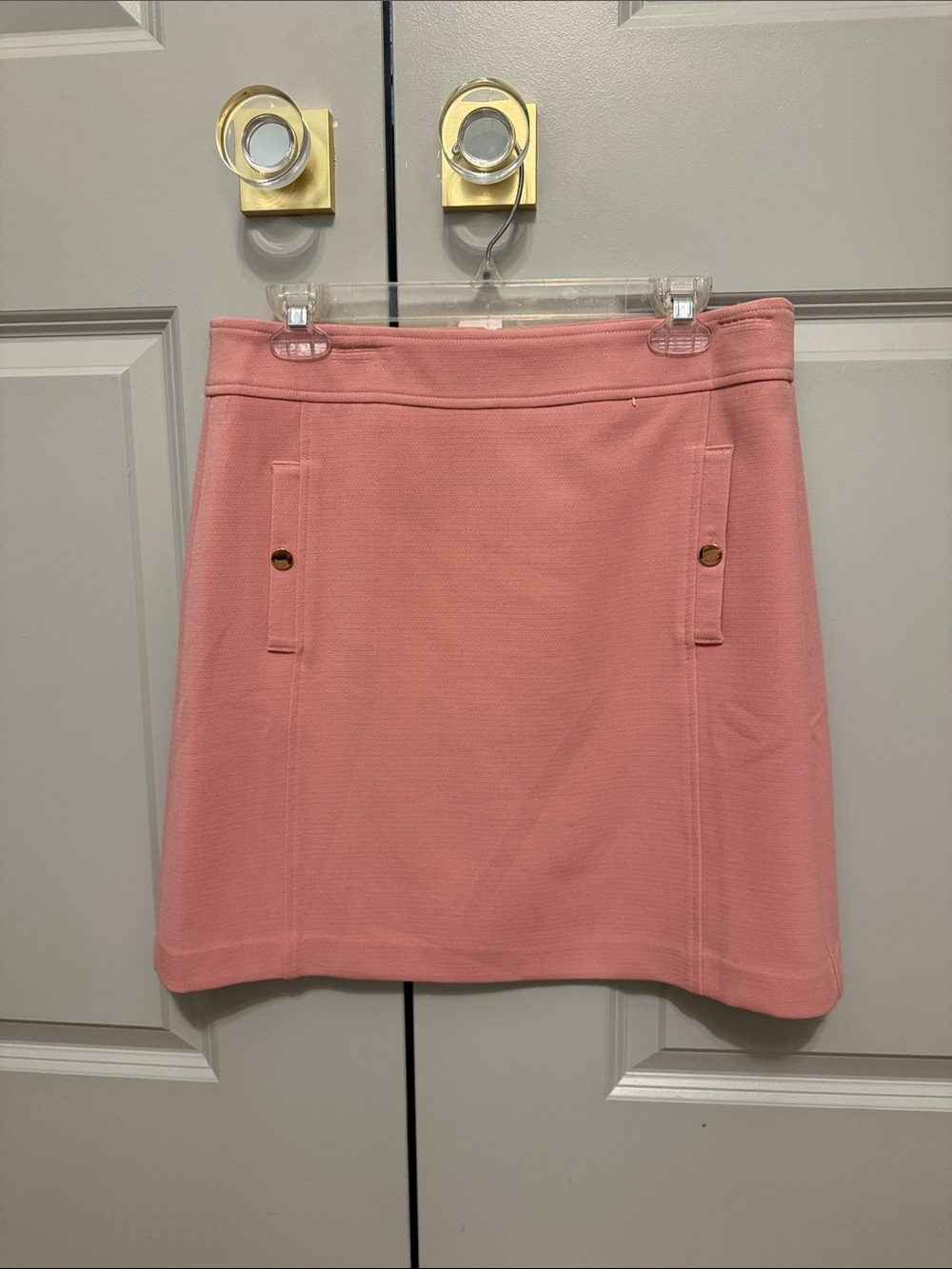 LOFT Pink Mini Skirt with Gold-Tone Button Accents